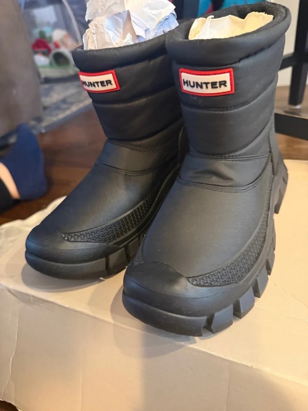 Hunter Black Puffer-Style Waterproof Winter Boots